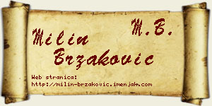 Milin Brzaković vizit kartica